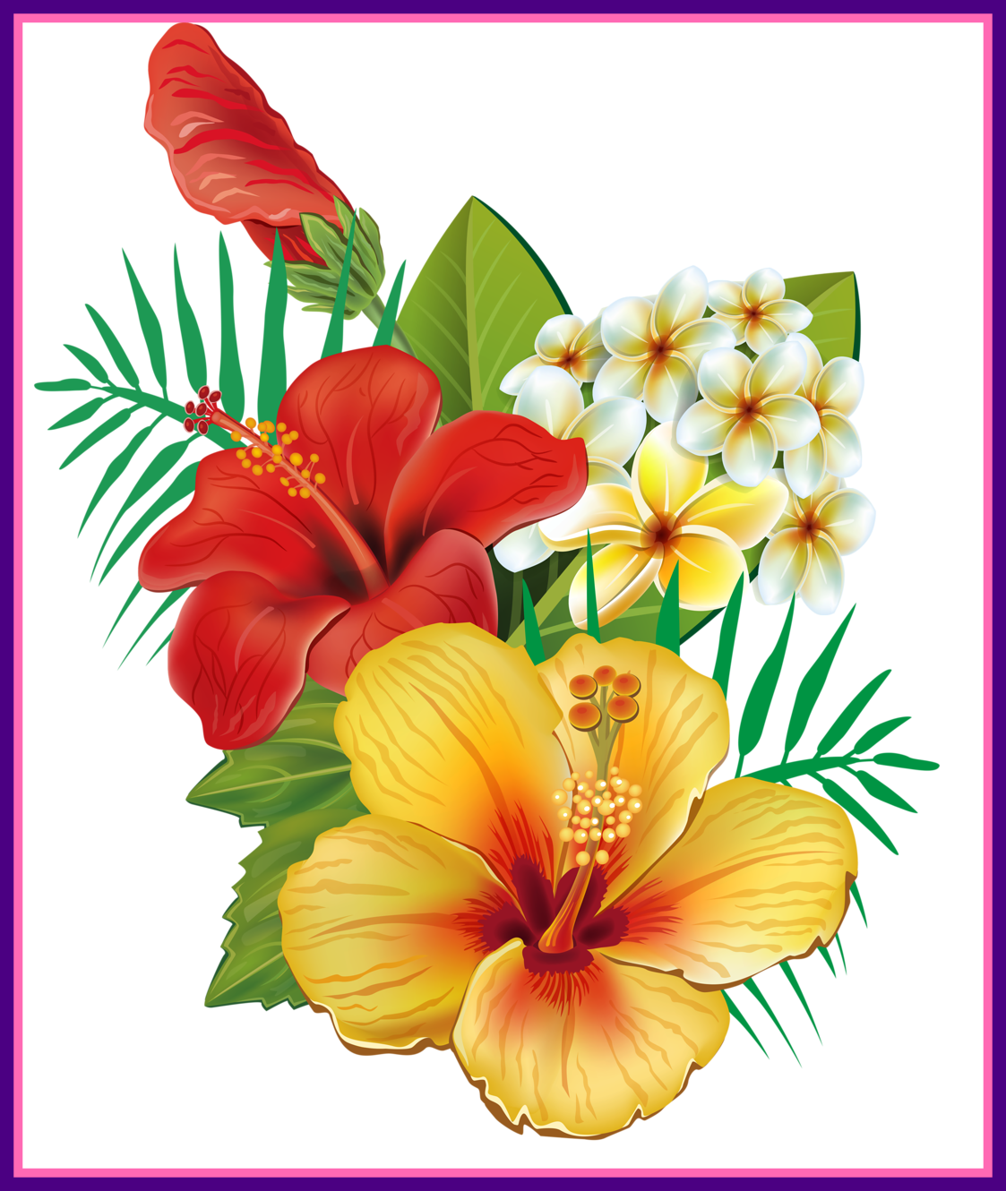 Best Png Flowers Tattoo And Clip Art Pict For Bouquet - Cafepress Tropical Hibiscus Tile Coaster - Free Transparent PNG Clipart Images Download. - Tattoo Transparent PNG Free Download