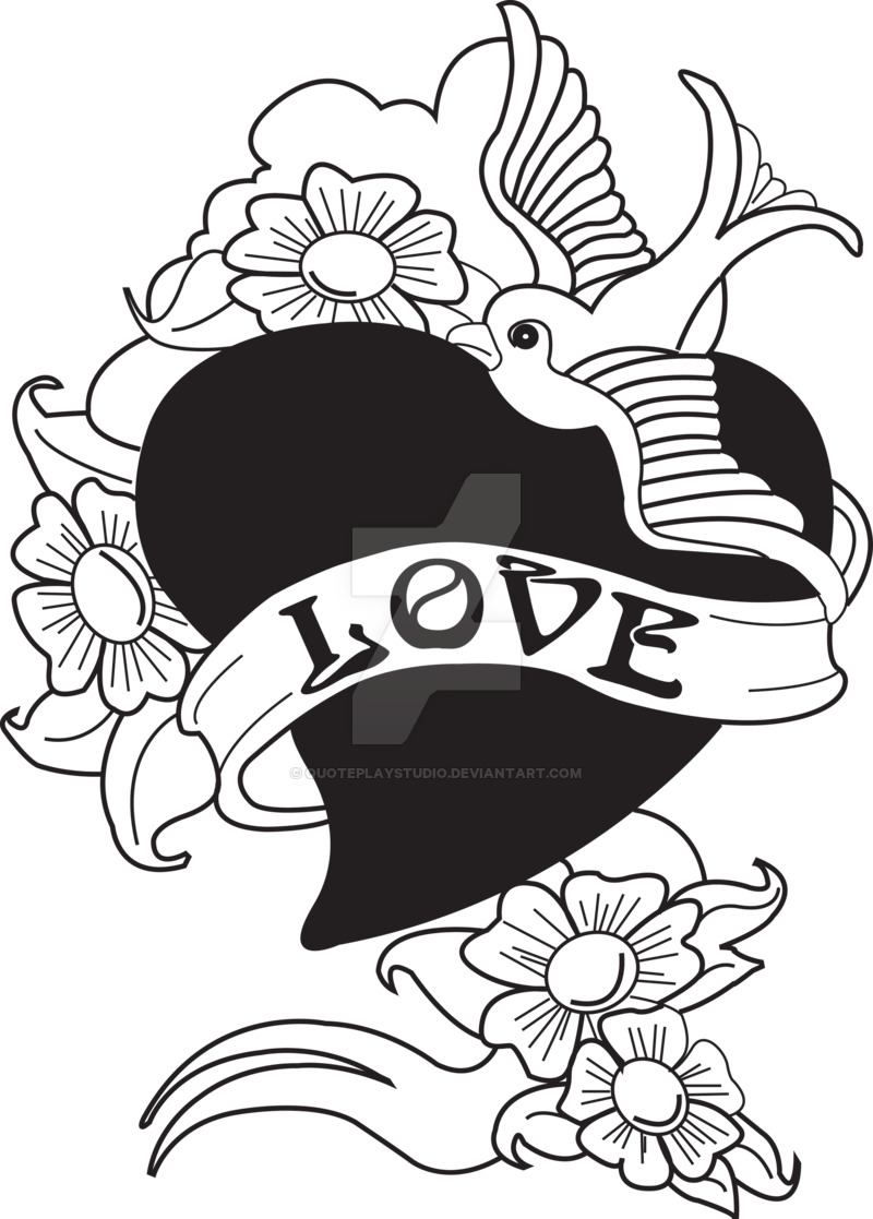 Quoteplaystudio Old School Tattoo Bird Swallow With - Old School Tattoo Png - Free Transparent PNG Clipart Images Download. - Tattoo Transparent PNG Free Download