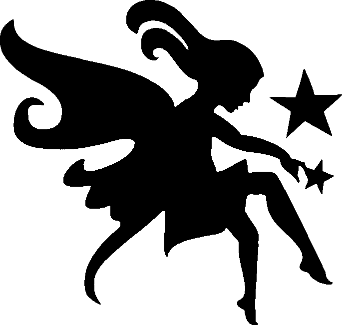 Cool Silhouette Fairy With Stars Tattoo Stencil - Fairy Stencil Art - Free Transparent PNG Clipart Images Download. - Tattoo Transparent PNG Free Download