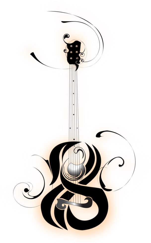 Unique Black Traditional Guitar Tattoo Stencil By B - De Tatuajes De Guitarra Dibujos - Free Transparent PNG Clipart Images Download. - Tattoo Transparent PNG Free Download