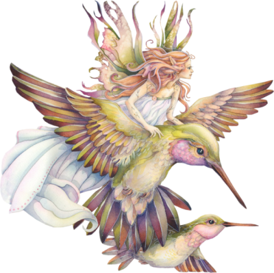 Download Hummingbird Tattoos Png Png Images - Amid Hummers Night Dream Mystical Visionary Art Print - Free Transparent PNG Clipart Images Download. - Tattoo Transparent PNG Free Download