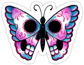 Sugar Skull Clipart Butterfly - Traditional Skull Butterfly Tattoo Png - Free Transparent PNG Clipart Images Download. - Tattoo Transparent PNG Free Download