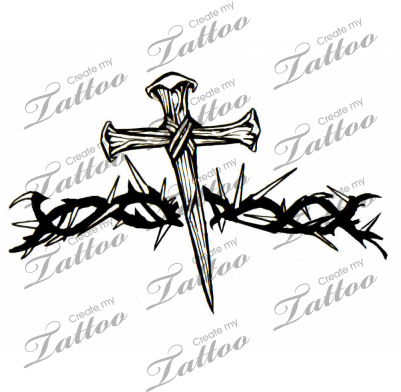 Marketplace Tattoo Nail Cross With Thorn Vine - Cross Armband Tattoo Designs Transparent PNG - 400x400 - Free Download on - Tattoo Transparent PNG Free Download