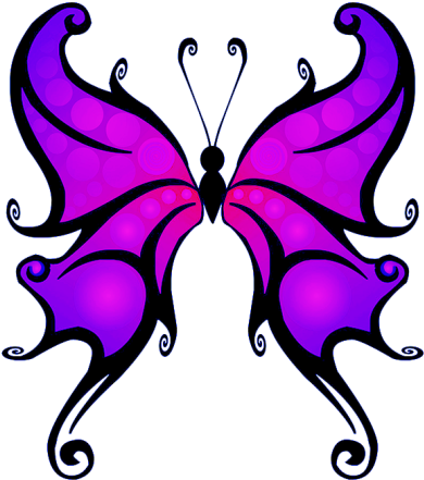Purple Butterfly Clipart - Fantasy Butterfly Tattoo Outline - Free Transparent PNG Clipart Images Download. - Tattoo Transparent PNG Free Download