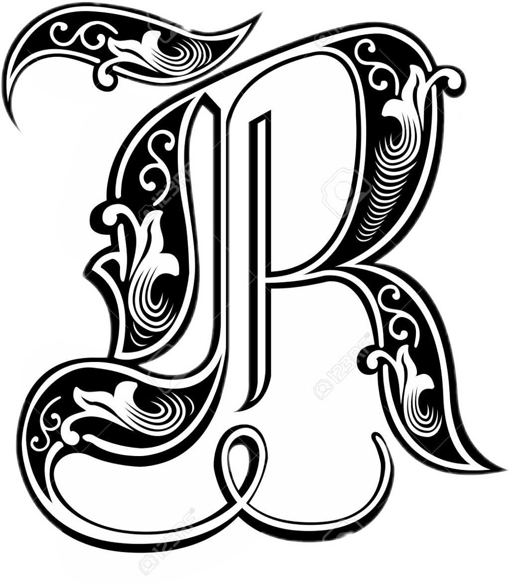 Clip Art Free Tattoo R Bw Sticker By Redcakra - Fancy Royal Letter R - Free Transparent PNG Clipart Images Download. - Tattoo Transparent PNG Free Download