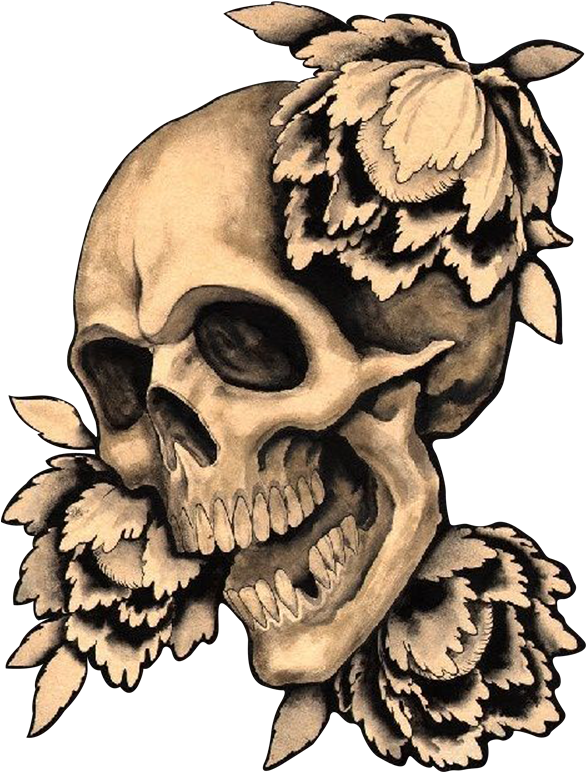Clip Art Flowers Transprent Png Free - Skulls Art - Free Transparent PNG Clipart Images Download. - Tattoo Transparent PNG Free Download