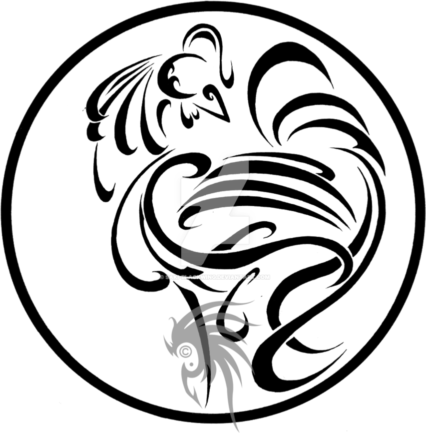 Happy New Lunar Year Tribal Rooster By Saki-blackwing - Year Of The Rooster Tattoo Designs - Free Transparent PNG Clipart Images Download. - Tattoo Transparent PNG Free Download