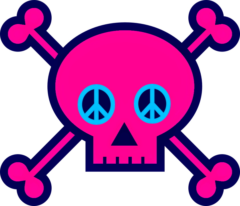 ☮💀/jlb Cartoon Tattoos, Peace Signs, Scully, Skull - Pink Skull And Crossbones - Free Transparent PNG Clipart Images Download. - Tattoo Transparent PNG Free Download