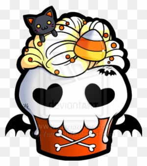 Halloween Skull Cupcake By Yampuff - Halloween Cupcake Tattoo - Free Transparent PNG Clipart Images Download. - Tattoo Transparent PNG Free Download