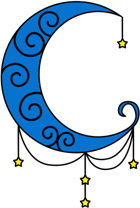 Blue Moon Tattoo With Stars For Girls - Moon With Hanging Stars - Free Transparent PNG Clipart Images Download. - Tattoo Transparent PNG Free Download