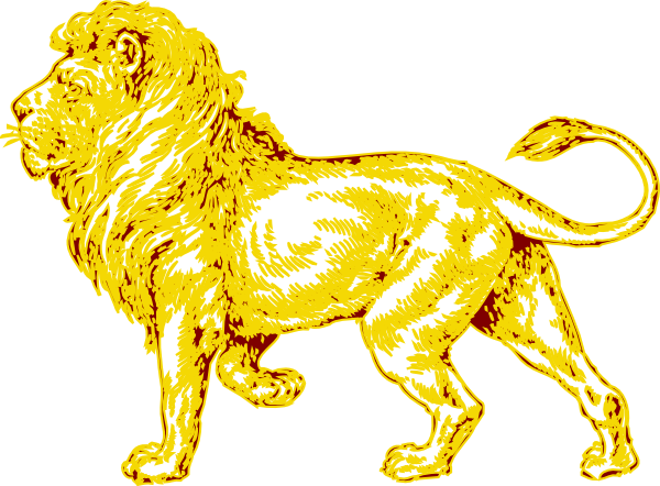 Lion In Gold With Brown Outline Clip Art At Clker - Lion Full Body Tattoo - Free Transparent PNG Clipart Images Download. - Tattoo Transparent PNG Free Download