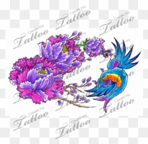 Marketplace Tattoo Bird With Japanese Flower - Marketplace Tattoo Bird With Japanese Flower - Free Transparent PNG Clipart Images Download. - Tattoo Transparent PNG Free Download