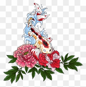 Koi Peony Tattoo - Koi And Peony Tattoo - Free Transparent PNG Clipart Images Download. - Tattoo Transparent PNG Free Download