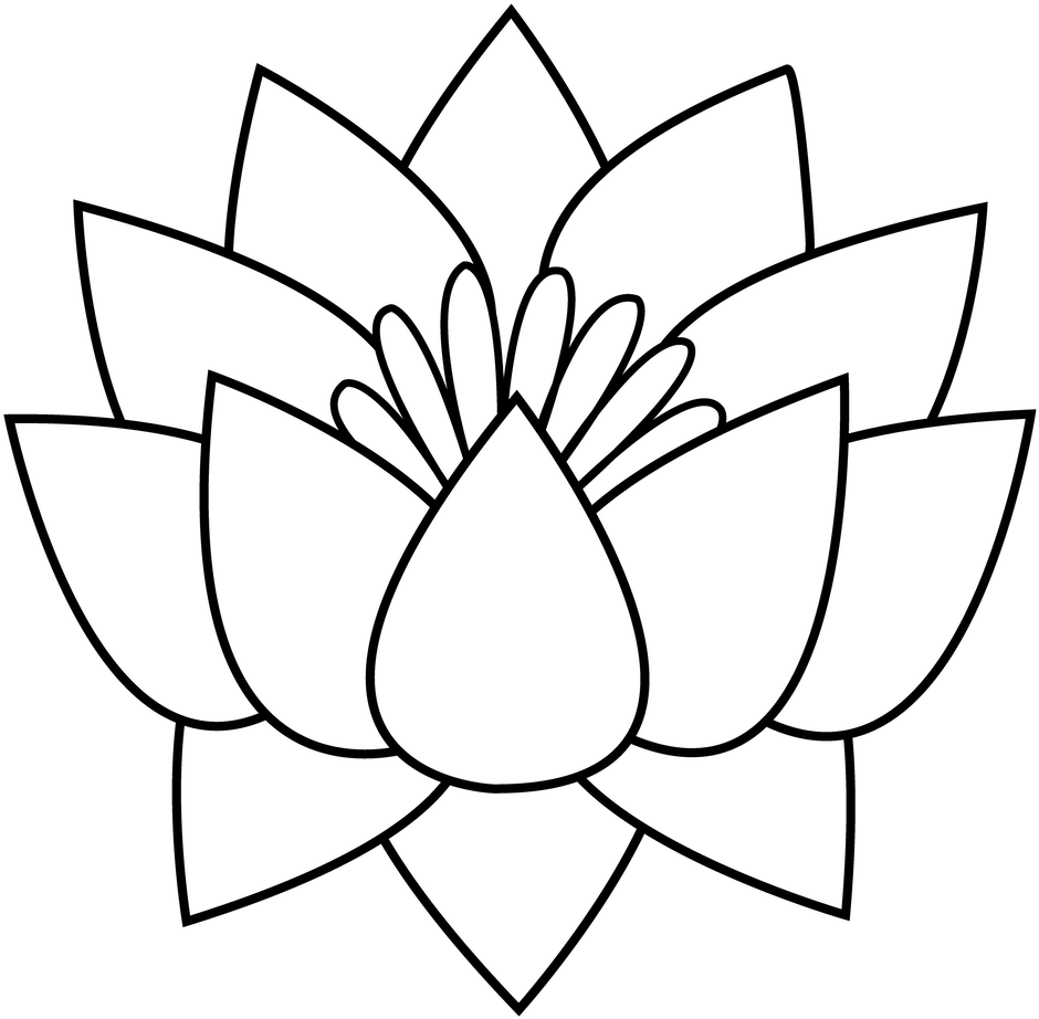 Office Large Size Flowers Black And White Drawing Clipart - Lotus Flower Line Art - Free Transparent PNG Clipart Images Download. - Tattoo Transparent PNG Free Download