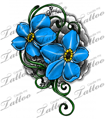 Marketplace Tattoo Forget Me Not Flowers And Vines - Forget Me Not Flower Tattoos Drawings - Free Transparent PNG Clipart Images Download. - Tattoo Transparent PNG Free Download