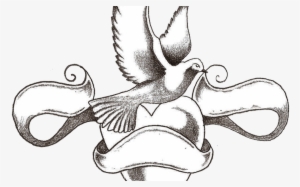 Dove Tattoo With Heart And Ribbon Banner Tattoos Pinterest - Love Tattoo Designs Drawings Transparent PNG - 1368x855 - Free Download on - Tattoo Transparent PNG Free Download