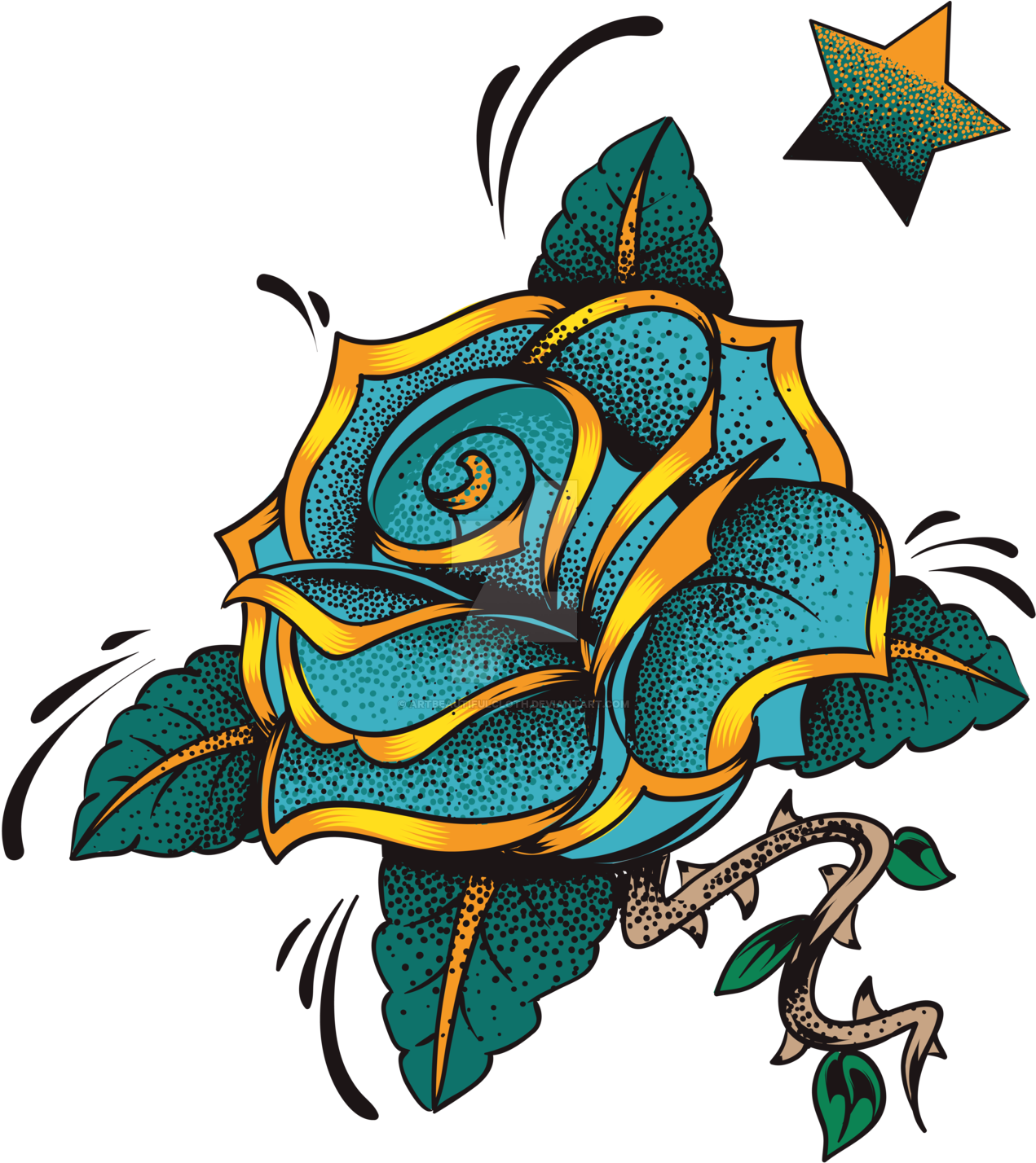Blue Rose By Artbeautifulcloth On Deviantart - Rose Tattoo Designs Png - Free Transparent PNG Clipart Images Download. - Tattoo Transparent PNG Free Download