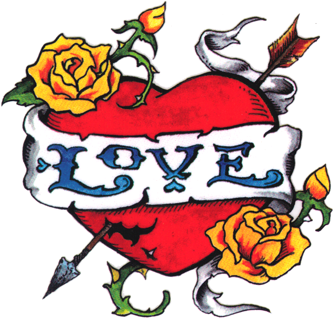 Traditional Rose Tattoo Flash Download - Love Tattoo Png - Free Transparent PNG Clipart Images Download. - Tattoo Transparent PNG Free Download