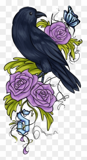 Crow And Roses Tattoo - Drawing - Free Transparent PNG Clipart Images Download. - Tattoo Transparent PNG Free Download