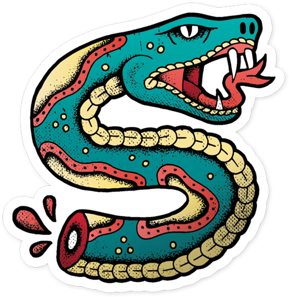 Snake Bite Vinyl Sticker Png Traditional Png Tattoos - Traditional Snake Tattoo Png - Free Transparent PNG Clipart Images Download. - Tattoo Transparent PNG Free Download