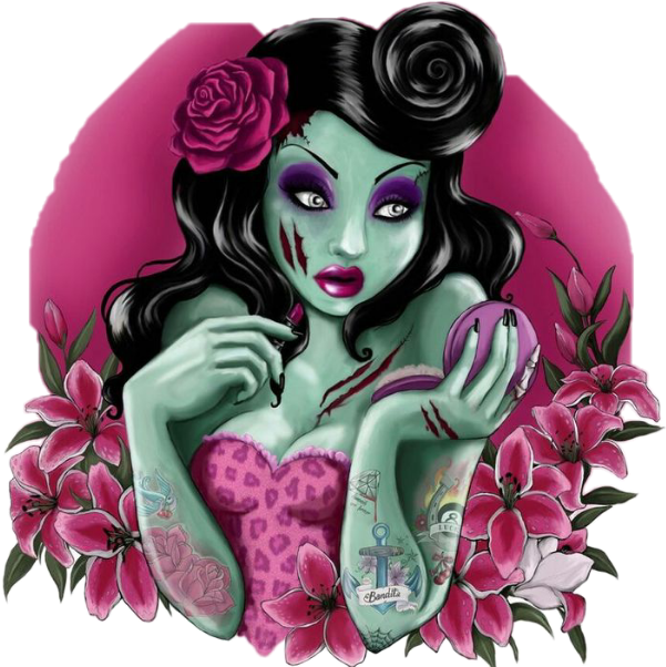 Zombiegirl Tattoos Tattooedgirl Tattooed - Zombie Pin Up Girl Transparent PNG - 604x640 - Free Download on - Tattoo Transparent PNG Free Download