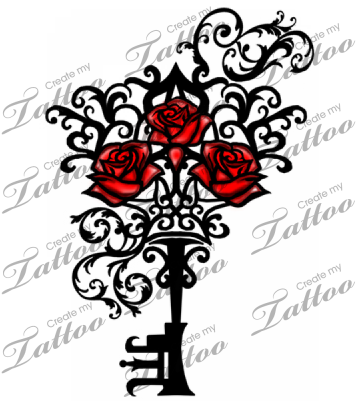 Marketplace Tattoo Filigree Antique Key W/roses - You And Me Forever - Free Transparent PNG Clipart Images Download. - Tattoo Transparent PNG Free Download