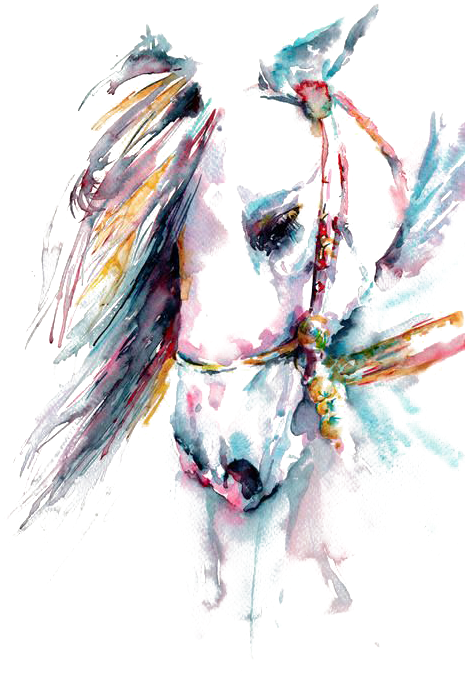 Horse Watercolor Painting Drawing Tattoo - Watercolor Horses Transparent PNG - 487x700 - Free Download on - Tattoo Transparent PNG Free Download