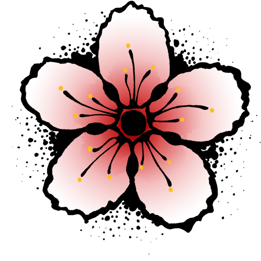 Cherry Blossom Tattoo Color Take 2 By Sarahughey-art - Pink Sakura Shower Curtain - Free Transparent PNG Clipart Images Download. - Tattoo Transparent PNG Free Download