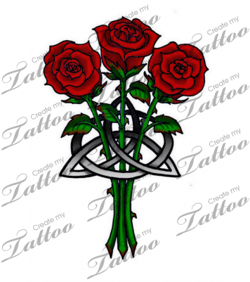 Marketplace Tattoo Roses And Celtic Knot - Celtic Cross Tattoos With Flowers - Free Transparent PNG Clipart Images Download. - Tattoo Transparent PNG Free Download