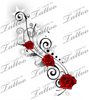 Sbink Stars And Rose Vine - Girly Capricorn Tattoo Designs - Free Transparent PNG Clipart Images Download. - Tattoo Transparent PNG Free Download