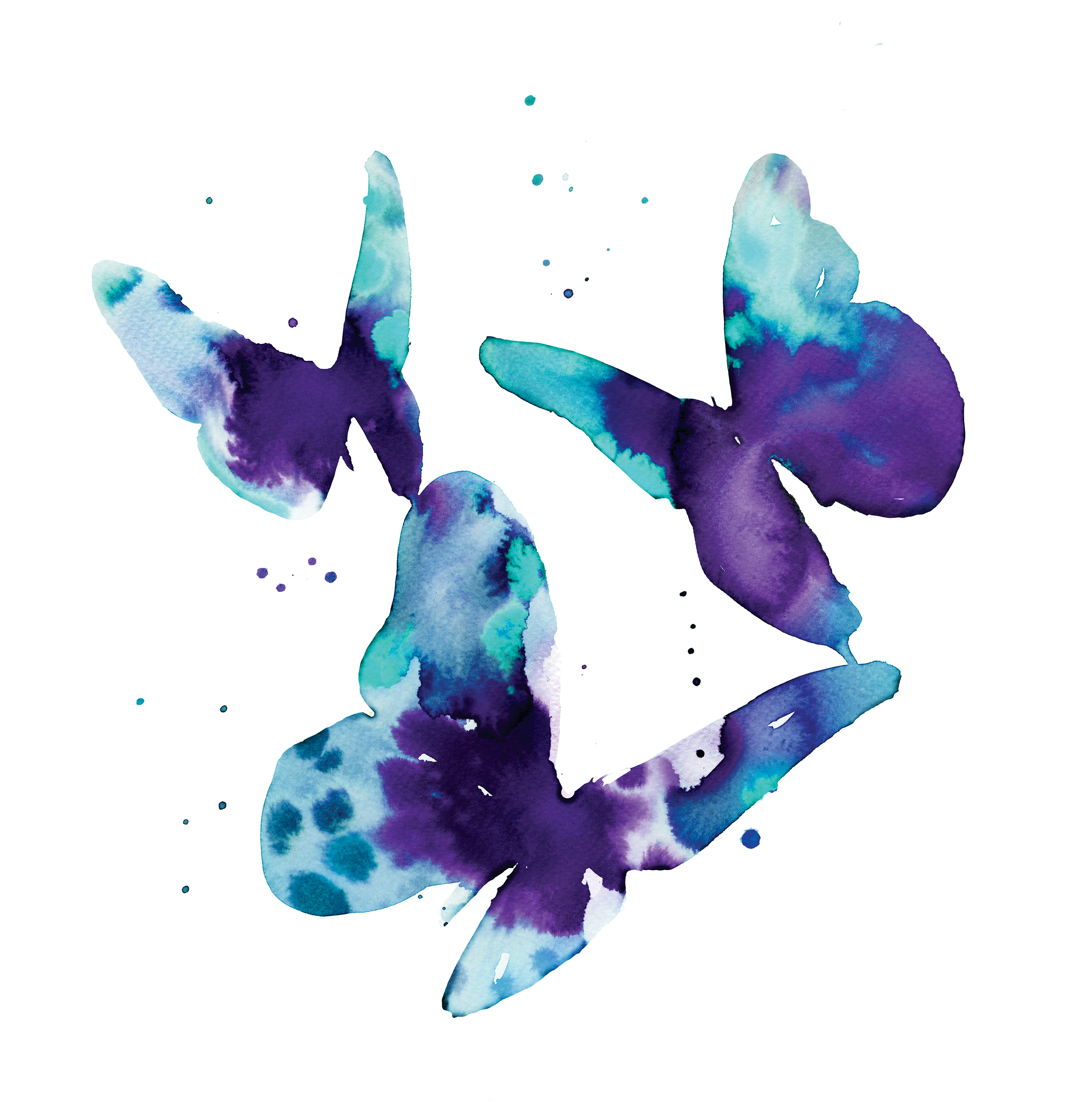 Tattly Aqua Butterflies Stina Persson 00 V=1537379743 - Watercolor Butterfly Tattoo Transparent PNG - 3000x3000 - Free Download on - Tattoo Transparent PNG Free Download