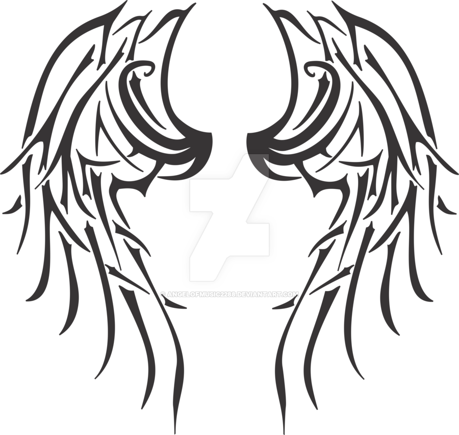 Tribal Angel Wings By Angelofmusic2288 On Deviantart - Tribal Angel Wing Tattoos - Free Transparent PNG Clipart Images Download. - Tattoo Transparent PNG Free Download