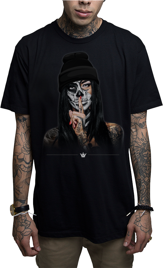 Mafioso Speak No Evil Tattooed Woman Skull Urban Ink - Sexy Woman Mens T Shirt Transparent PNG - 567x864 - Free Download on - Tattoo Transparent PNG Free Download