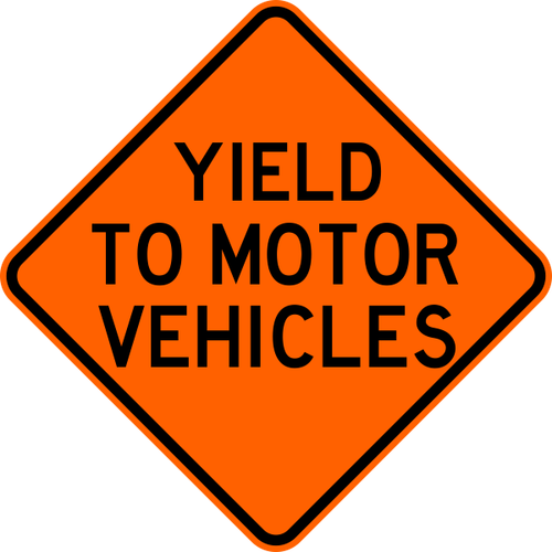Yield To Motor Vehicles Warning Trail Sign Yellow - Give Em A Brake - Free Transparent PNG Clipart Images Download. - Vehicles Transparent PNG Free Download