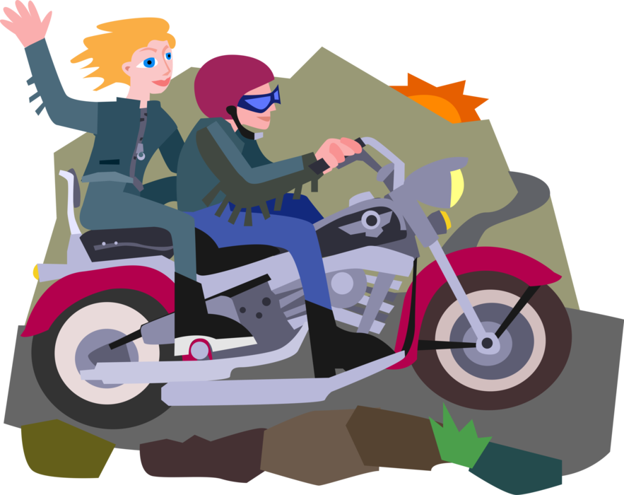 Vector Illustration Of Riders Ride Motorcycle Or Motorbike - Motorcycle Transparent PNG - 883x700 - Free Download on - Vehicles Transparent PNG Free Download