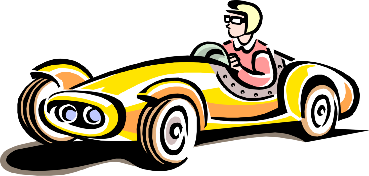 Vector Illustration Of Vintage Race Car Automobile - Yellow Race Car Clipart - Free Transparent PNG Clipart Images Download. - Vehicles Transparent PNG Free Download