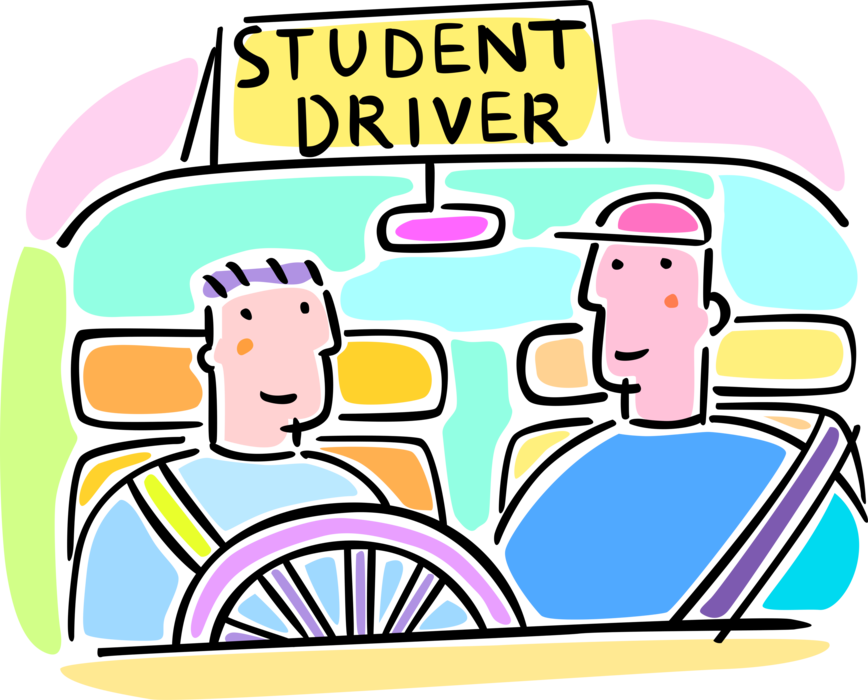 Vector Illustration Of Student Motorist Driver Education - Learning To Drive Png - Free Transparent PNG Clipart Images Download. - Vehicles Transparent PNG Free Download