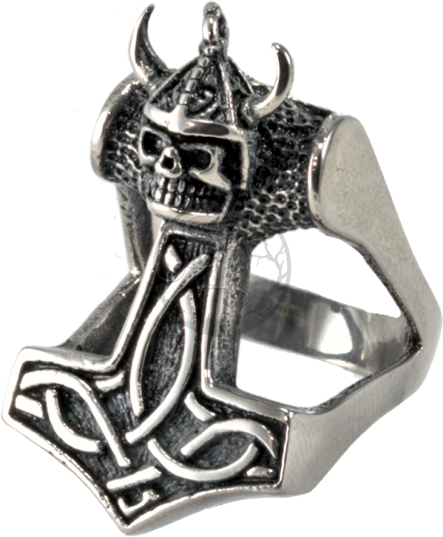 Thors Hammer Skull Viking Mjölnir 316l Stainless Steel - Stainless Steel Mythical Thor's Hammer Men Biker Ring Transparent PNG - 800x800 - Free Download on - Viking Transparent PNG Free Download