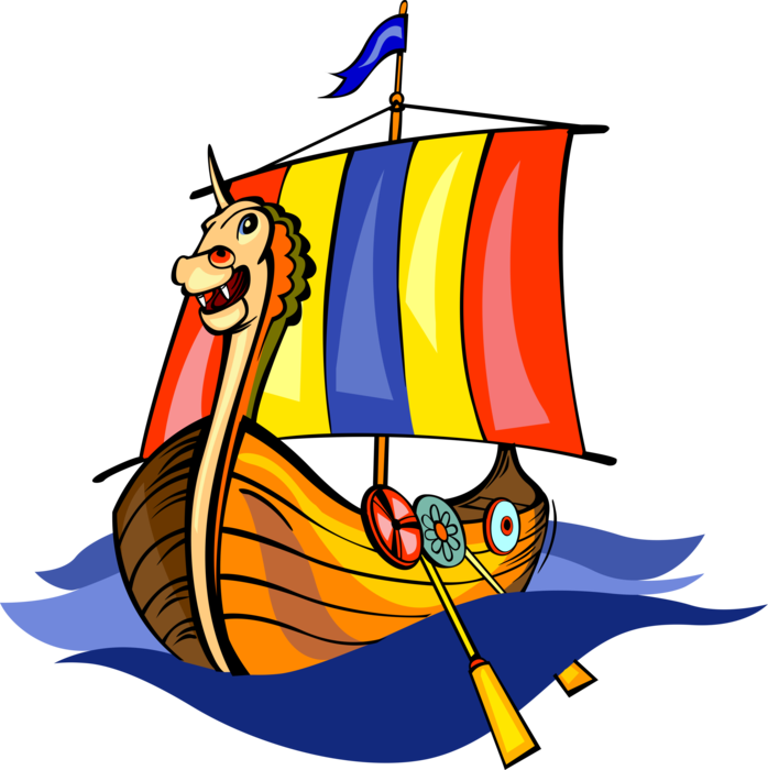 Vector Illustration Of Nordic Viking Ship With Dragon's - Viking Ship - Free Transparent PNG Clipart Images Download. - Viking Transparent PNG Free Download