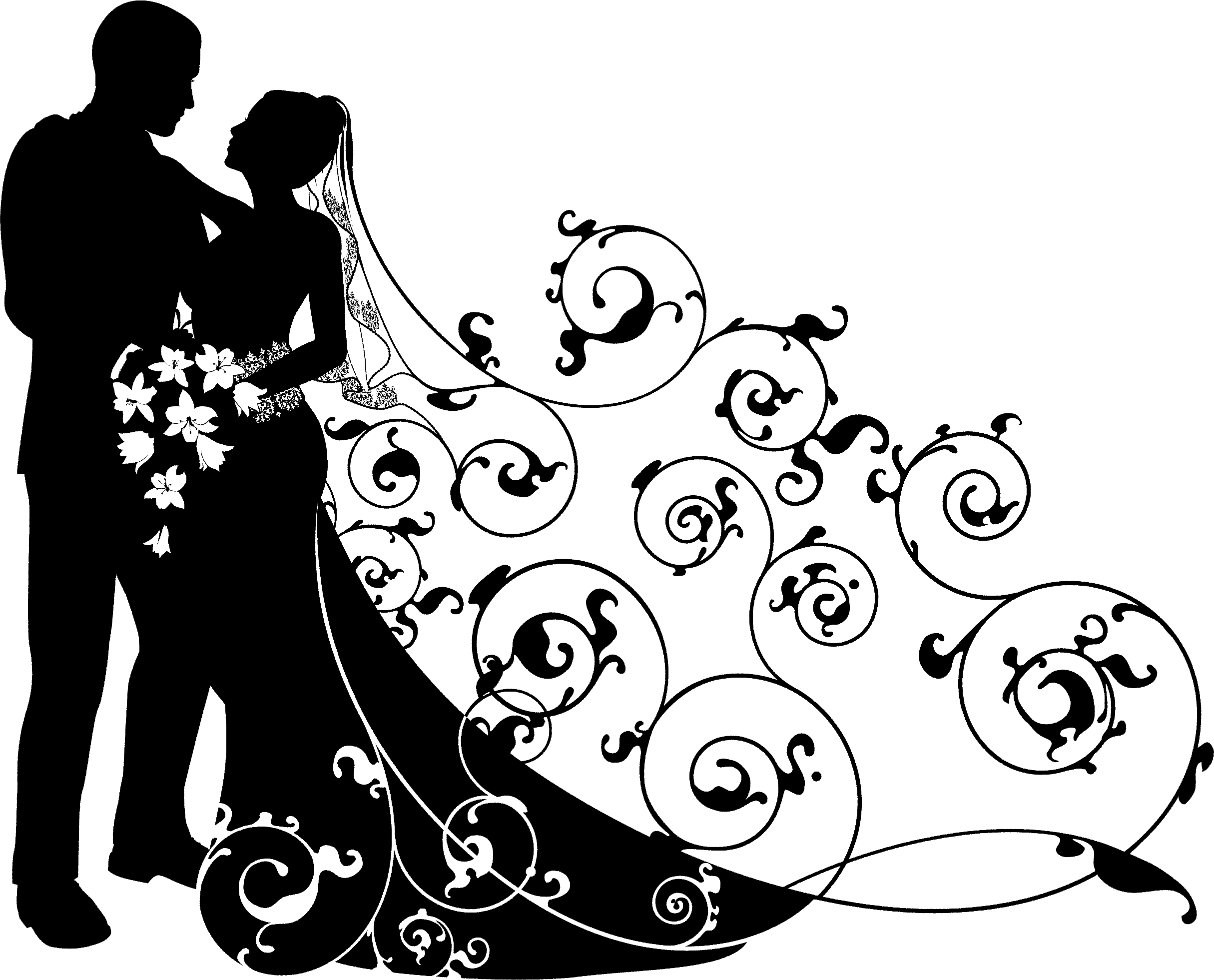Wedding Couple Clipart Black And White, HD Png Download - Wedding Transparent PNG Free Download