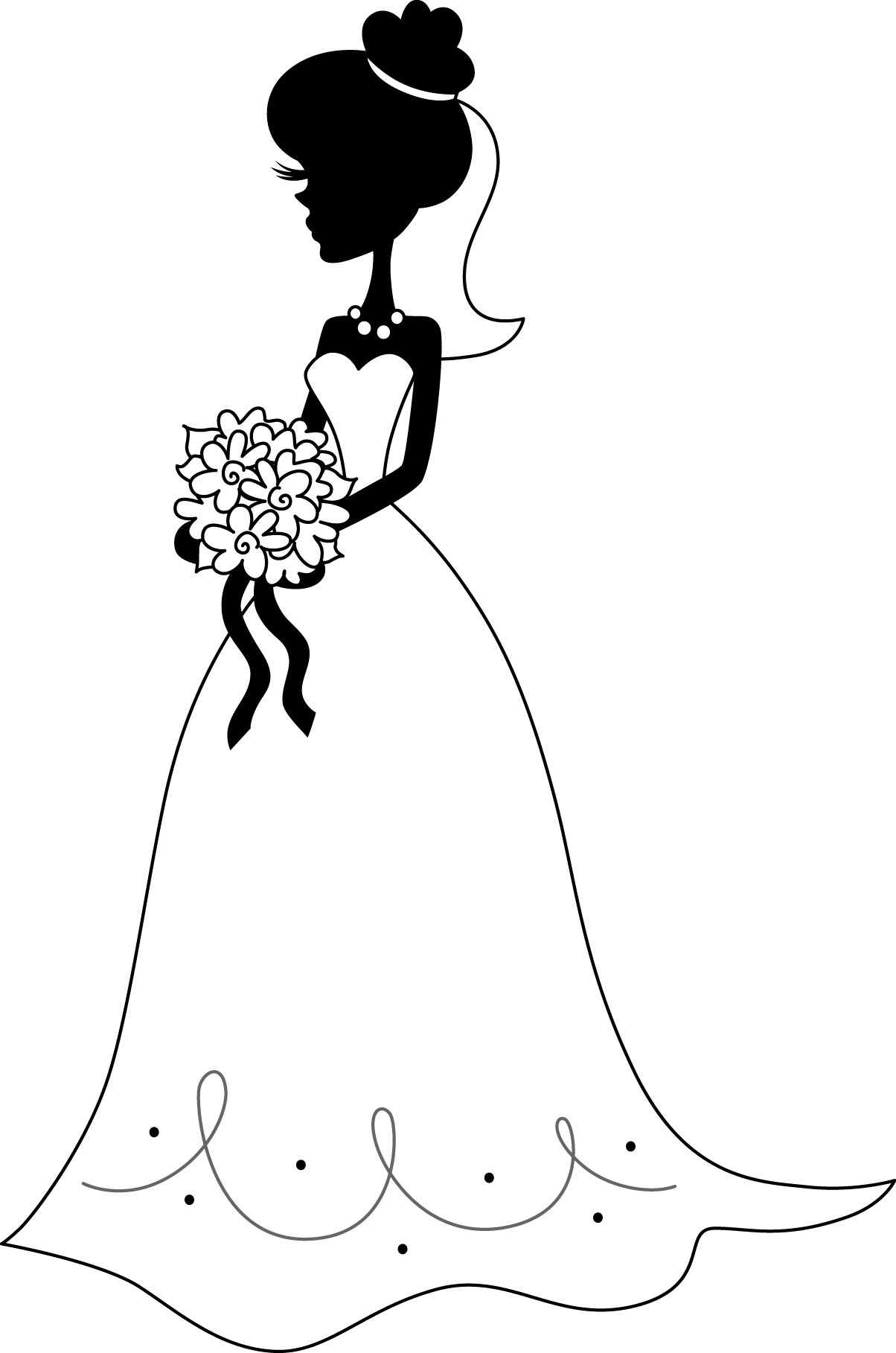 Wedding Dress Silhouette Png Woman - White Bride Silhouette Png - Free Transparent PNG Clipart Images Download. - Wedding Transparent PNG Free Download