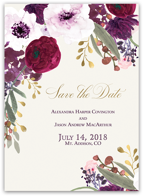 Burgundy And Gold Floral Boho Wedding Save The Date - Blush Floral Wedding Invitation - Free Transparent PNG Clipart Images Download. - Wedding Transparent PNG Free Download