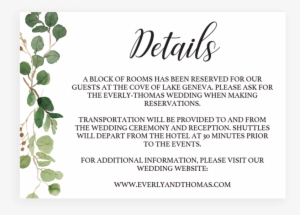 Greenery Wedding Details Cards Templates By Papersizzle - Wedding Details Template Transparent PNG - 819x1024 - Free Download on - Wedding Transparent PNG Free Download