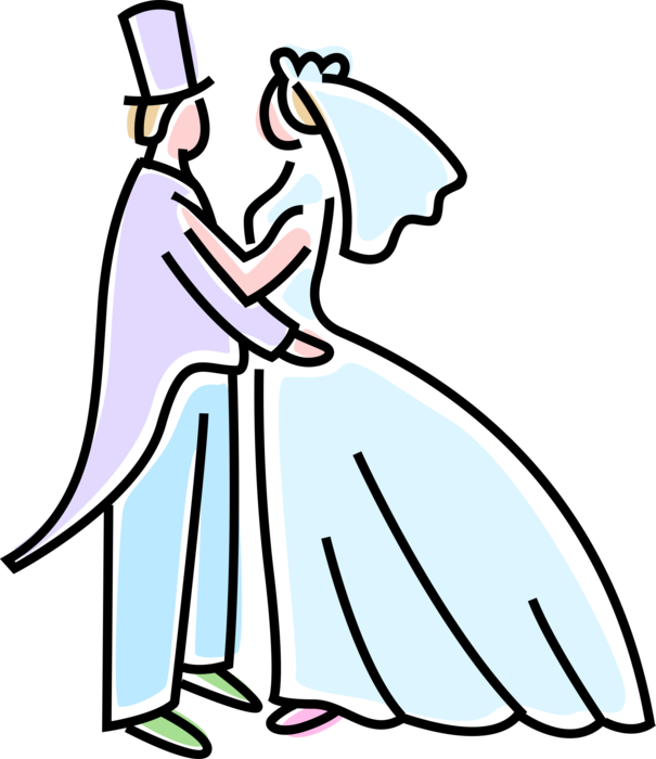 Vector Illustration Of Wedding Day Bride And Groom - Vector Illustration Of Wedding Day Bride And Groom - Free Transparent PNG Clipart Images Download. - Wedding Transparent PNG Free Download