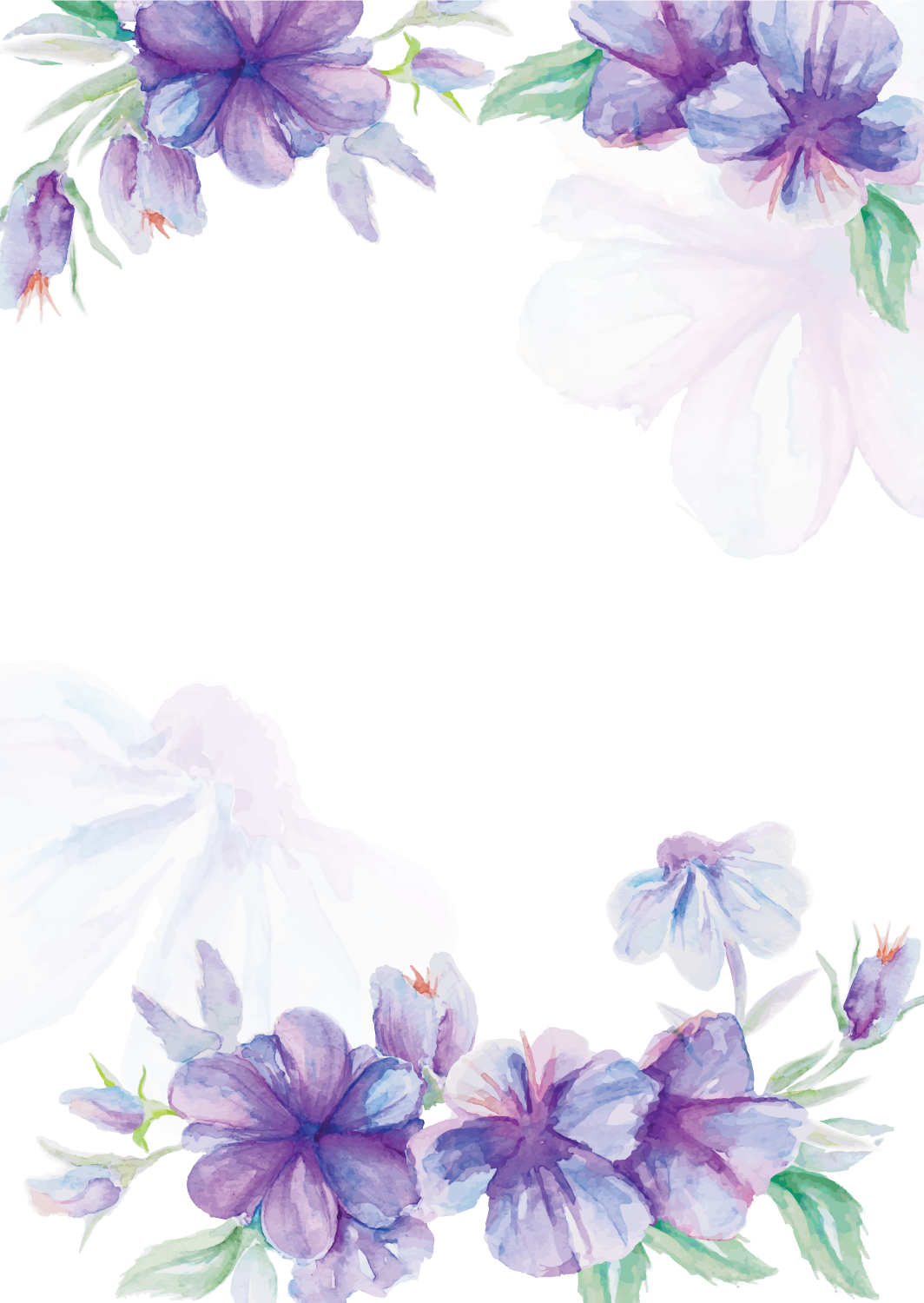 Wedding Invitation Flower Watercolor - Watercolor Purple Flowers Png Transparent PNG - 1064x1500 - Free Download on - Wedding Transparent PNG Free Download