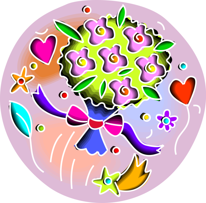 Vector Illustration Of Wedding Bridal Bouquet Flower - Heart - Free Transparent PNG Clipart Images Download. - Wedding Transparent PNG Free Download