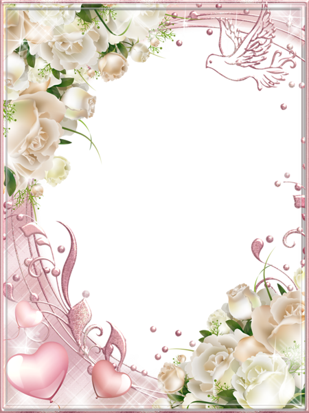 White Roses Pink Png Photo Frame - Wedding Borders And Frames Png - Free Transparent PNG Clipart Images Download. - Wedding Transparent PNG Free Download