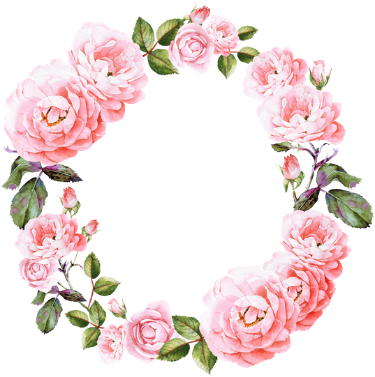 Wedding Invitation Wreath Template Decorated With Watercolor - Pink Roses Watercolor Wreath - Free Transparent PNG Clipart Images Download. - Wedding Transparent PNG Free Download