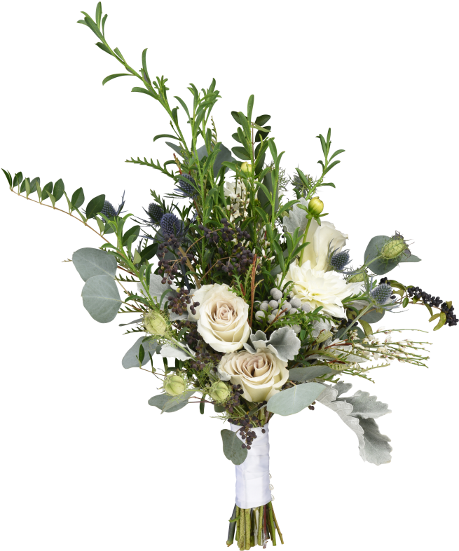 Clic Bouquet With Dahlias Roses Eryngium Nigella Dusty - Bouquet - Free Transparent PNG Clipart Images Download. - Wedding Transparent PNG Free Download