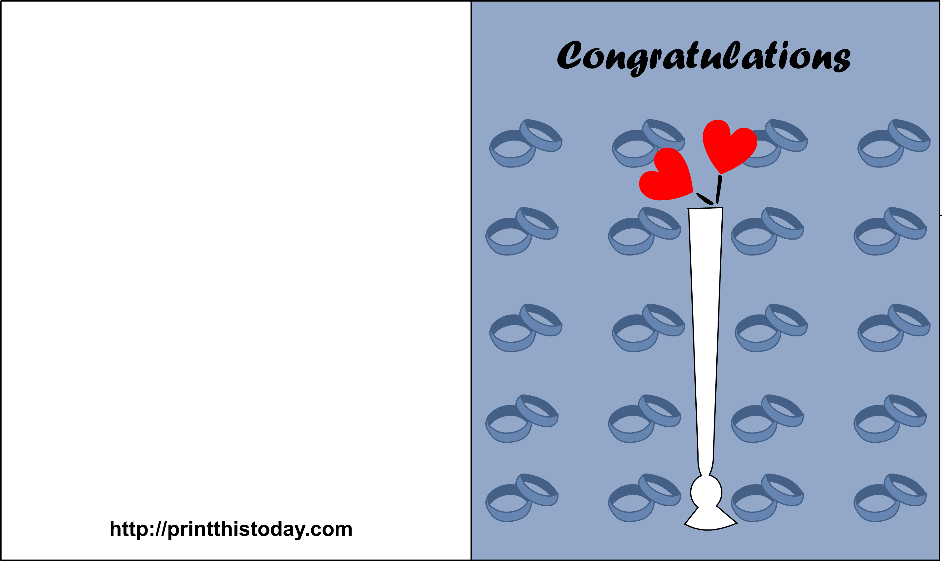 Free Printable Wedding Card With Hearts And Rings - Greeting Card - Free Transparent PNG Clipart Images Download. - Wedding Transparent PNG Free Download